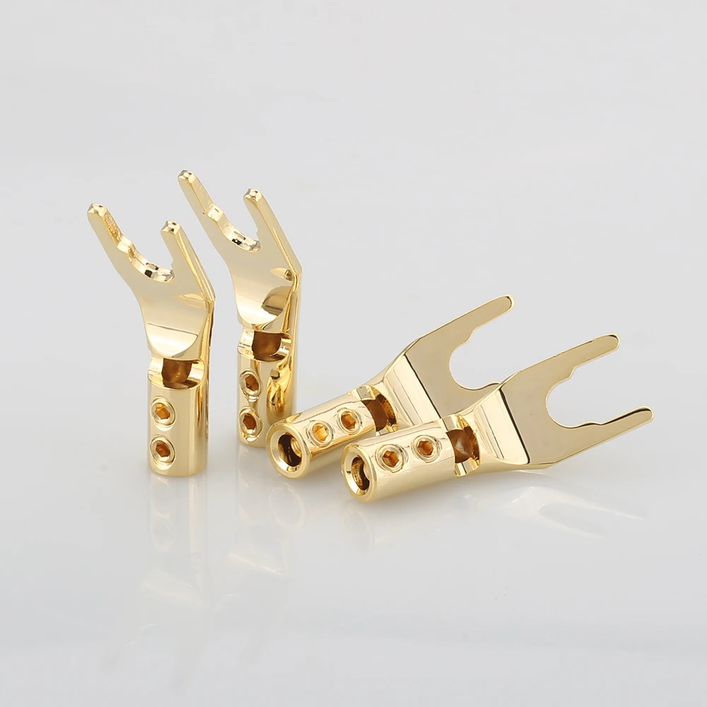 Chất Lượng Cao OEM Đỏ Nguyên Chất Đồng Mạ Vàng Spade Cắm Vít Khóa Spade Dĩa Chuối Cắm