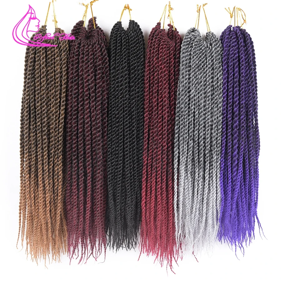 Refined Hair Handmade Crochet Braids Senegalese Twist Hair Ombre Synthetic Braiding Extensions For Woman Girls  22Strands/pc