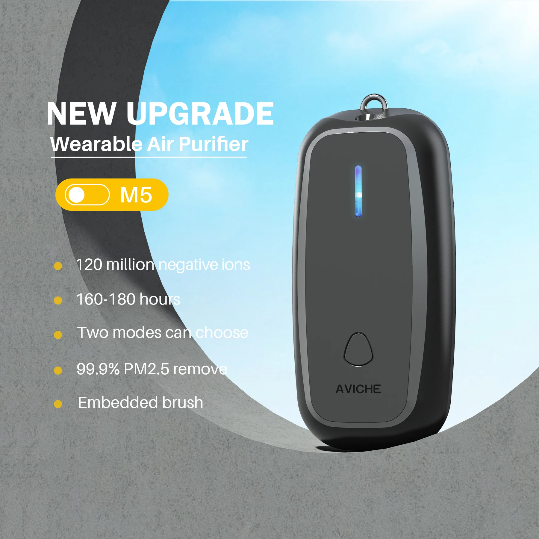 AVICHE M5 AVICHE Bán Sỉ Máy Lọc Không Khí Có Thể Đeo Vòng Cổ Mini Di Động Lọc Ion Phát Ion Âm