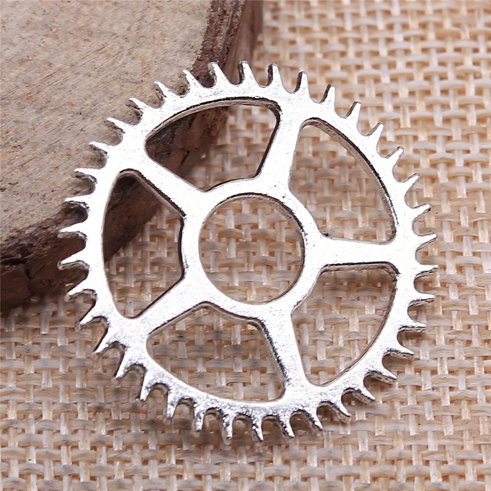 free shipping 21pcs 30x30mm antique silver gear charms diy retro jewelry fit Earring keychain hair card pendant accessories