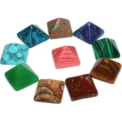 10pcs/Lot Natural Geometric Square Pyramid Agates Quartz Stone Beads Cameo Fit Pendant For Jewelry DIY Accessories Necklace