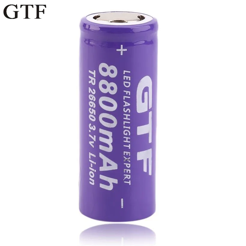 GTF 3.7V 26650 8800mAh Li-ion Rechargeable Battery For LED Flashlight Torch Li-ion Flat Battery drop shipping