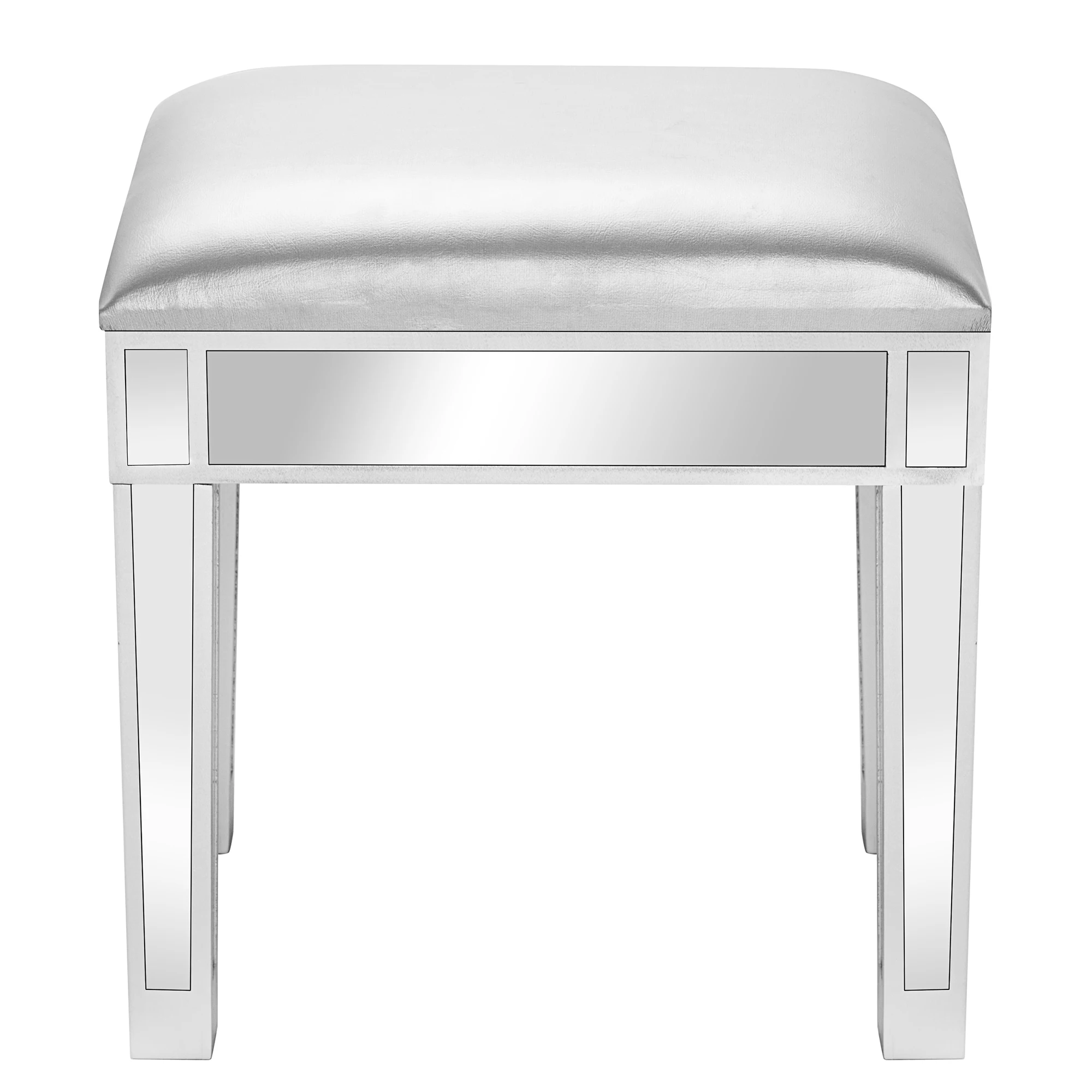 US Warehouse FCH Modern Style Mirrored Vanity Stool  Dressing Stool Makeup Stools  (43 x 33 x 46)cm In Stock