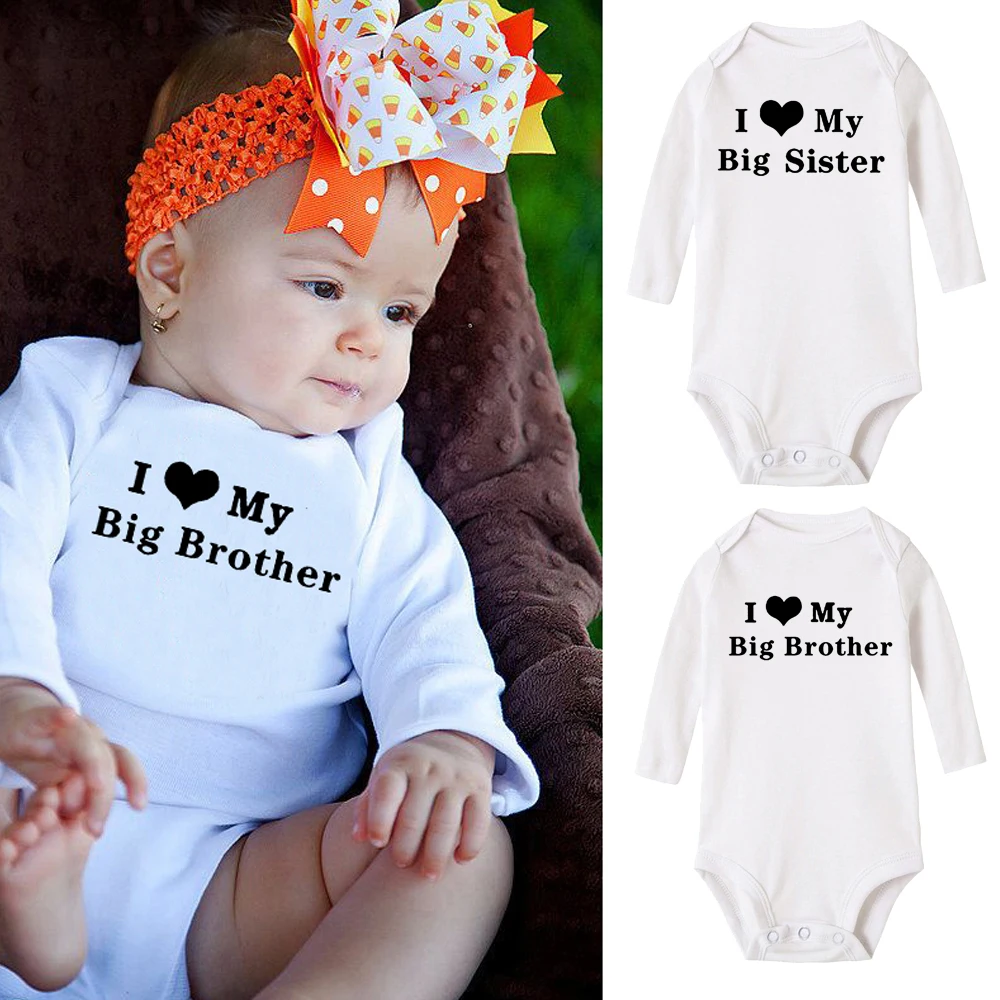 I Love My Big Sister Big Brother Funny Baby Bodysuit Long Sleeve Body Baby Girl  Infant Baby Boy Jumpsuit Clothes