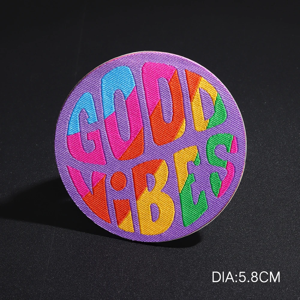 Good Vibes Round garment patches gesture compass iron on clothes Stickers badges a beautiful night Landscape in the bottle