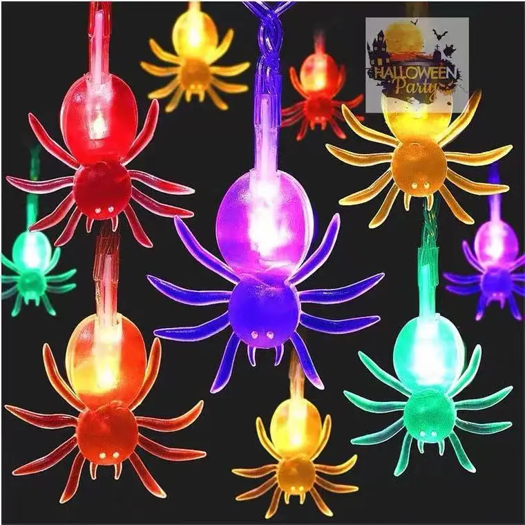 

10/20/40Led Halloween Horrible Spider Style Light Battery Powered Led Spider String Light for Halloween Outdoor Party Yard Decor