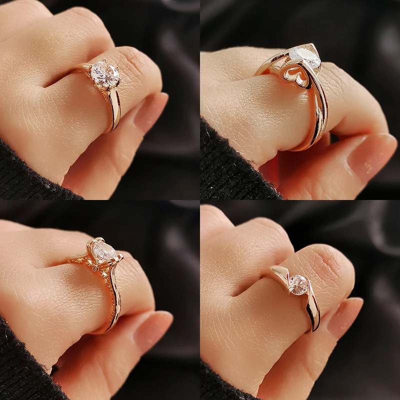 LEEEKR new Fashion Hollow 585 Rose Gold Color Ring Lace Bride Wedding Rings for Women Engagement Accessories ZD1 LK6
