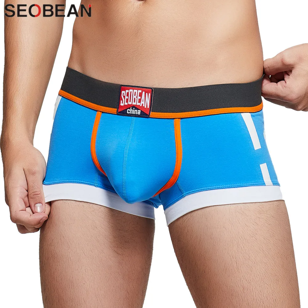 SEOBEAN-Calzoncillos de algodón para hombre, ropa interior Sexy, bóxer de tiro bajo, nuevo