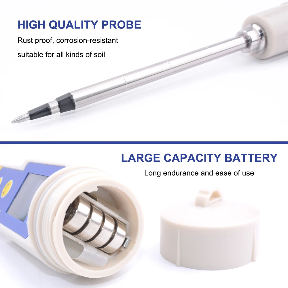 Temperatura impermeável Condutividade Tester, medidor de solo, nutrientes, teste líquido, plantio, jardinagem, hidroponia, interior, 2 em 1