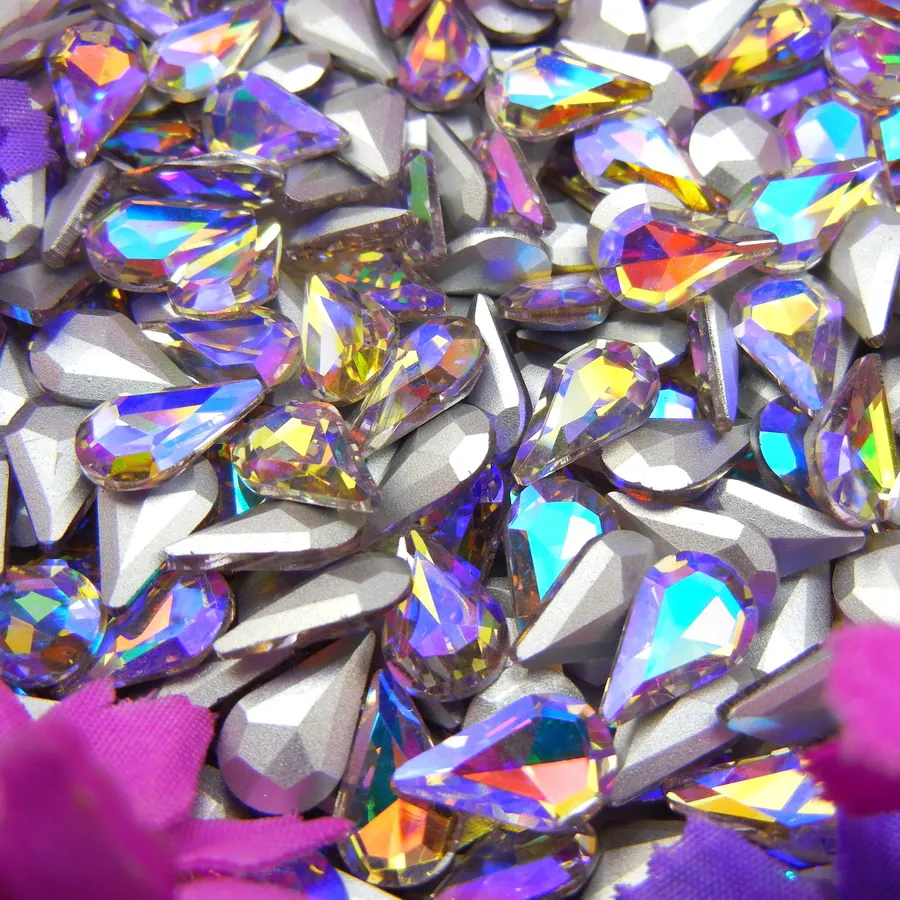 AB Farben 3*6mm 6*10mm 8*13mm Tropfenförmige Glas-Kristalle Strass zum Aufkleben Ornament DIY Verzierung – Detail 10