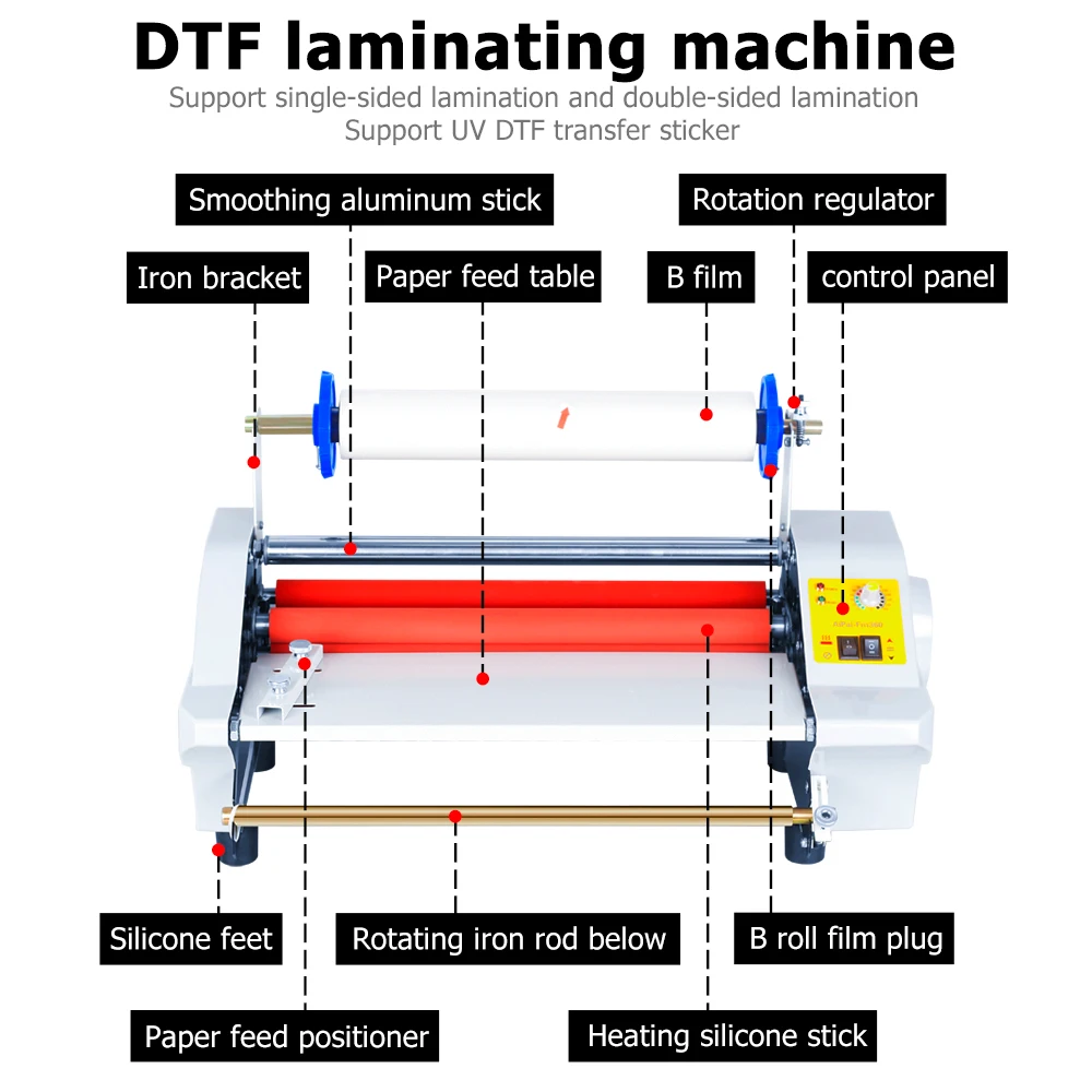 A3 A4 UV DTF Laminating Machine Automatic Cover A film to B film Fit For Printing Logo AB roll film lamination transfer sticker