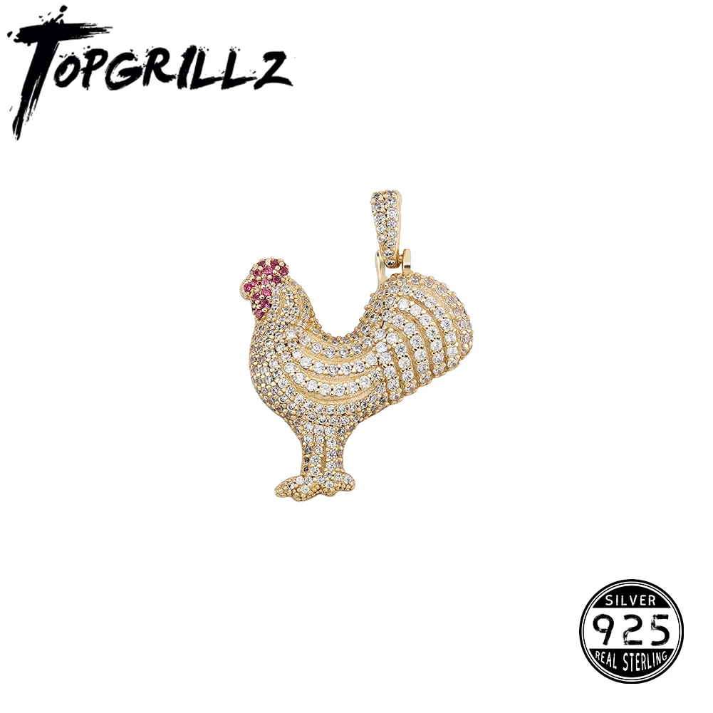 

TOPGRILLZ 2021, новинка, 100% Стерлинговое Серебро 925 пробы, петух, подвеска, ожерелье, 14 к, ювелирные украшения, аксессуары для женщин, с цепочкой в коробке