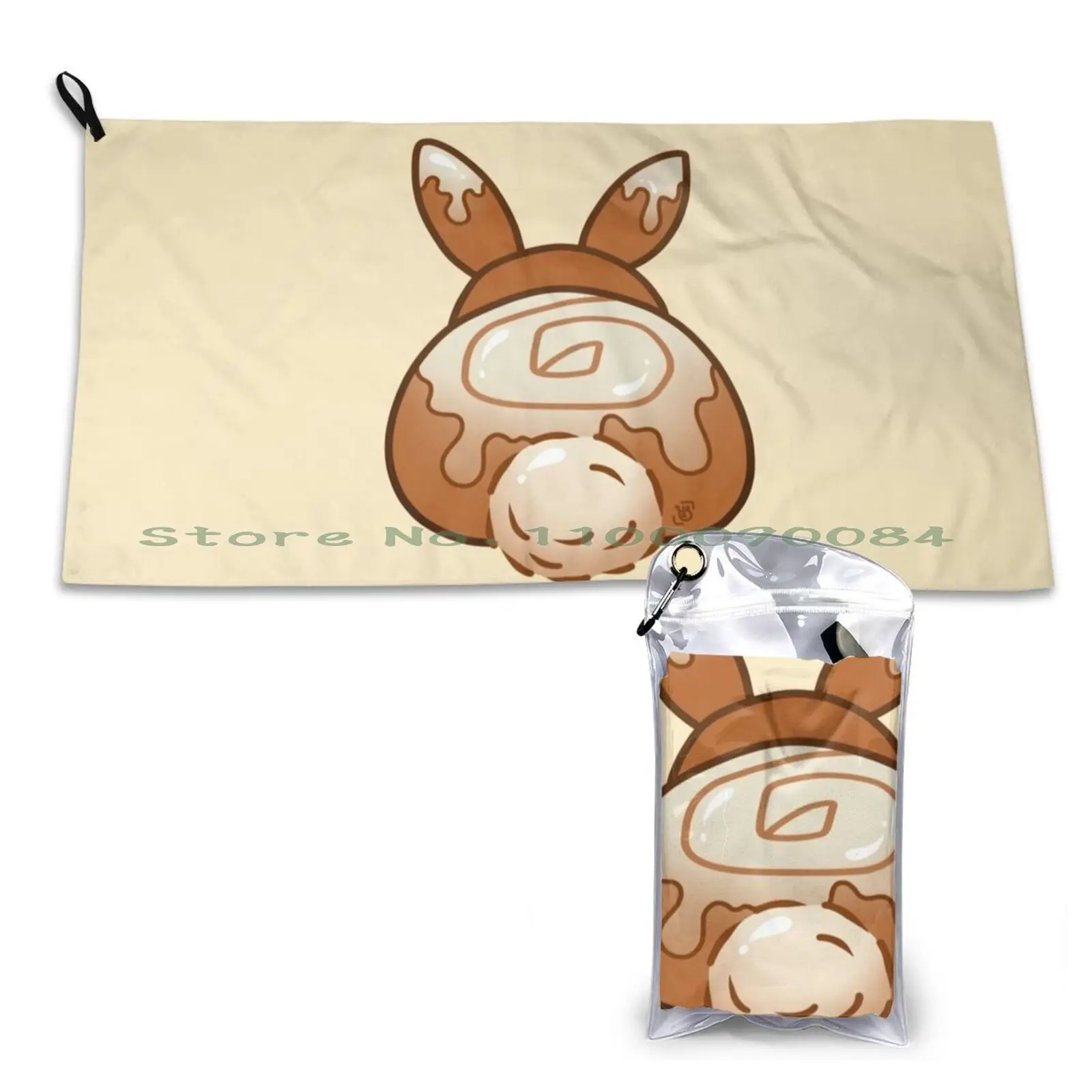 Cinnamon Bunny Quick Dry Towel Gym Sports Bath Portable Sweet Kawaii Aesthetic Rabbit Cinnamon Roll Festive Holiday Cute Food