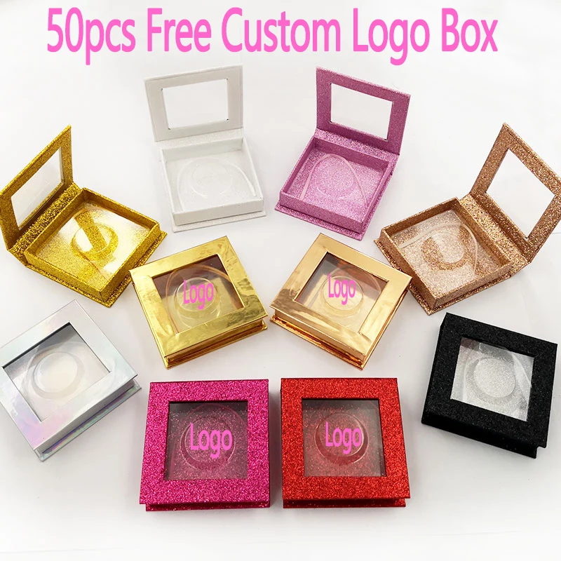 50pcs wholesale free custom logo false eyelashes  packaging box  fake 3d mink lashes boxes faux cils strip  magnetic case empty