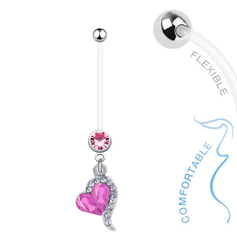 1PC Pregnancy Women Belly Rings Piercing Heart Pregnant Belly Button Rings Maternity Body Piercing Jewelry Barbell Accessories