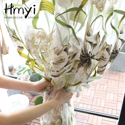 American Tulle Curtains Tropical Flower Leaf Curtains For Living Room Kitchen Green Curtains Bedroom Window Treatment Curtains