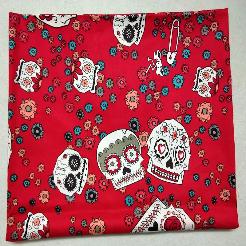 Pretty Punk Cool Abstract Flower Flower Skull printed cotton spandex fabric 50x130cm floral skull fabric elastic fabric Bedding