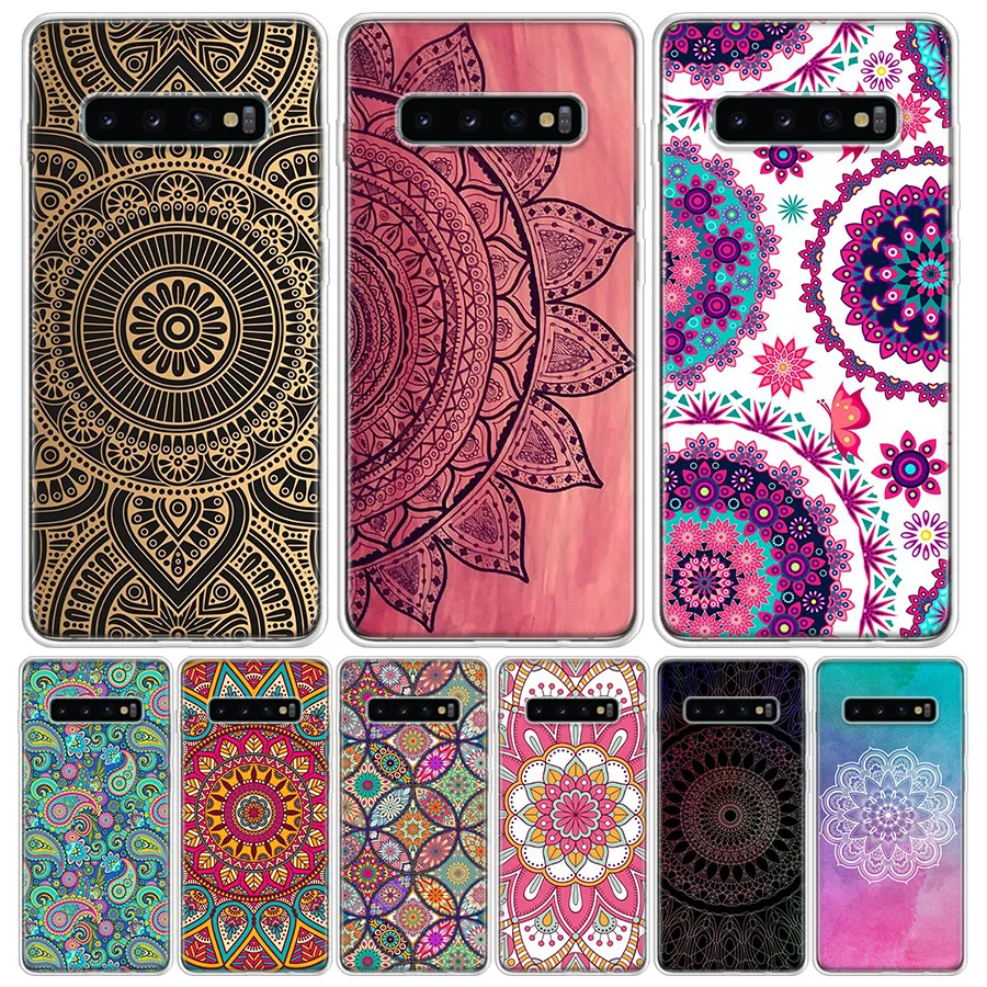 Colored totem mandala flower Phone Case For Samsung Galaxy S24 S22 S23 Ultra S20 FE S10 S21 Plus S10E S9 S8 + Coque Back Cover