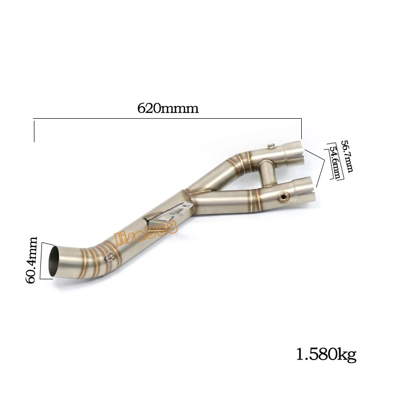 Motorcycle Exhaust Muffler 60mm Middle Link Pipe Connect Tube Motorbike Parts Slip-on Mid For YAMAHA R1 yzf-R1 2015-2021