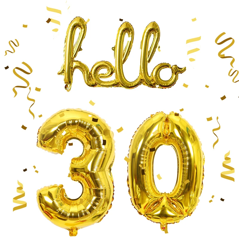 1 PCS Rose Gold Hello 30 Letter Number Balloons 30/40/50/60th Birthday Party Decor 30 Number Link Balls Inflatable Air Globos