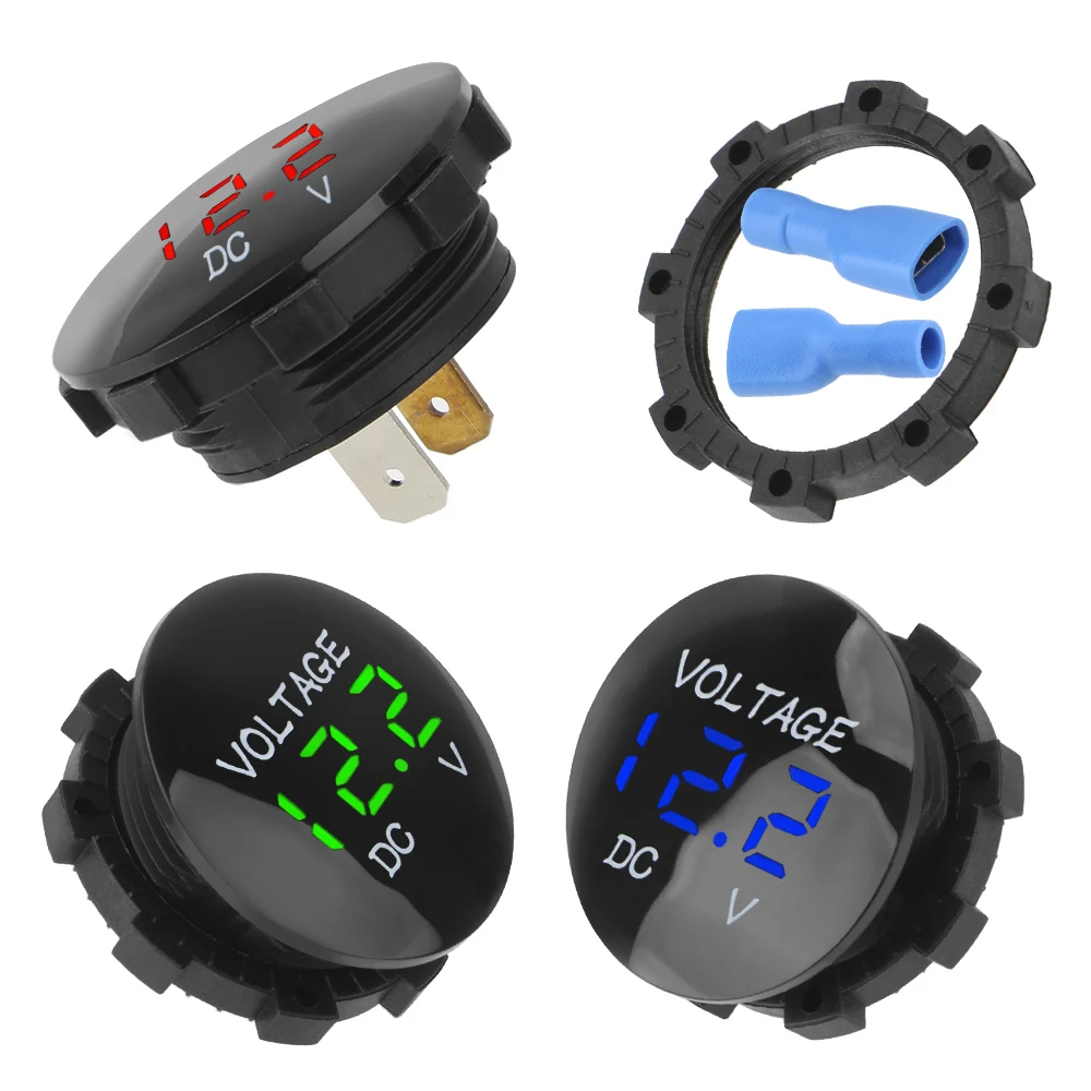 DC 12V-24V Mini Digital Voltage Car Motorcycle LED Meter Battery Capacity Display Voltmeter Ammeter For Car Auto Motorcycle Boat
