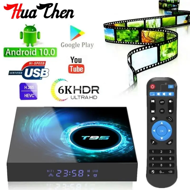 

T95 Android10 TV Box Allwinner H616 Quad Core 4GB 64GB 2.4GHz Dual WiFi 3D 6K H.265 Media Player Youtube IPTV Set Top Box