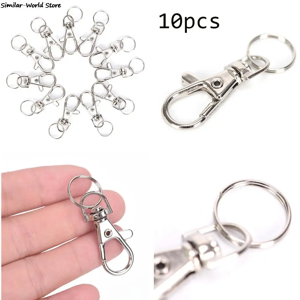 10PCS Lobster Keychain Clasp Clips Key Hook Buttons Backpack Bag Buckle Parts Jewelry Keychains Making Accessory