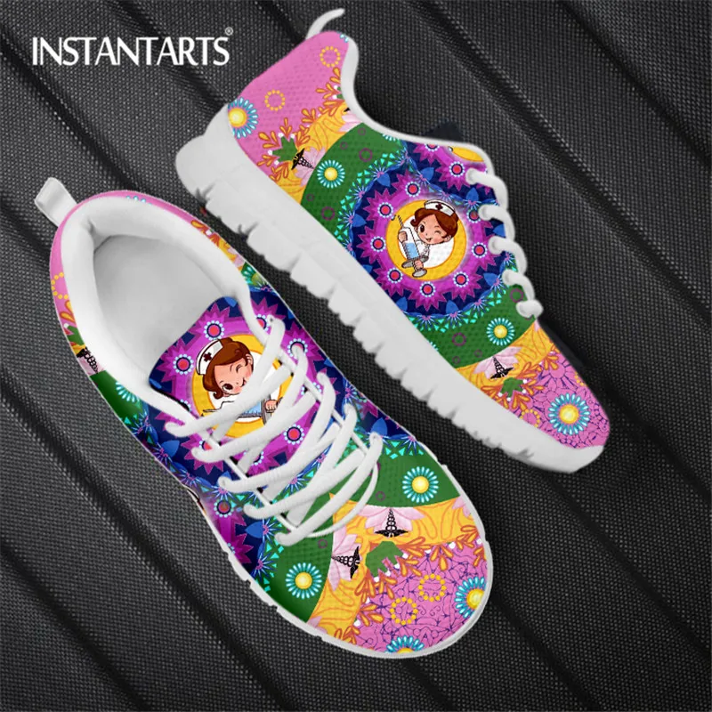 

Summer Women Shoes Cartoon Nurse Print Flat Shoes Luxury Designer Jogging Sneaker Breathable Mesh Sneakers Lightweight Footwear