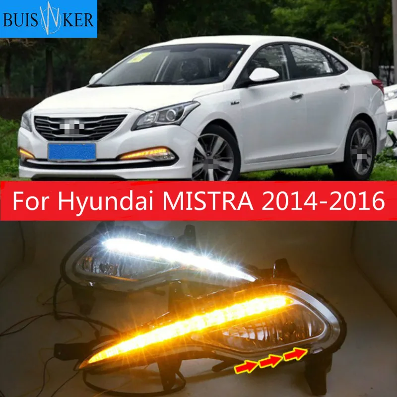 1Pair For Hyundai MISTRA 2014-2016 LED Daytime Running Light Turning Signal Lamp DRL Day Light Front Bumper Fog Light