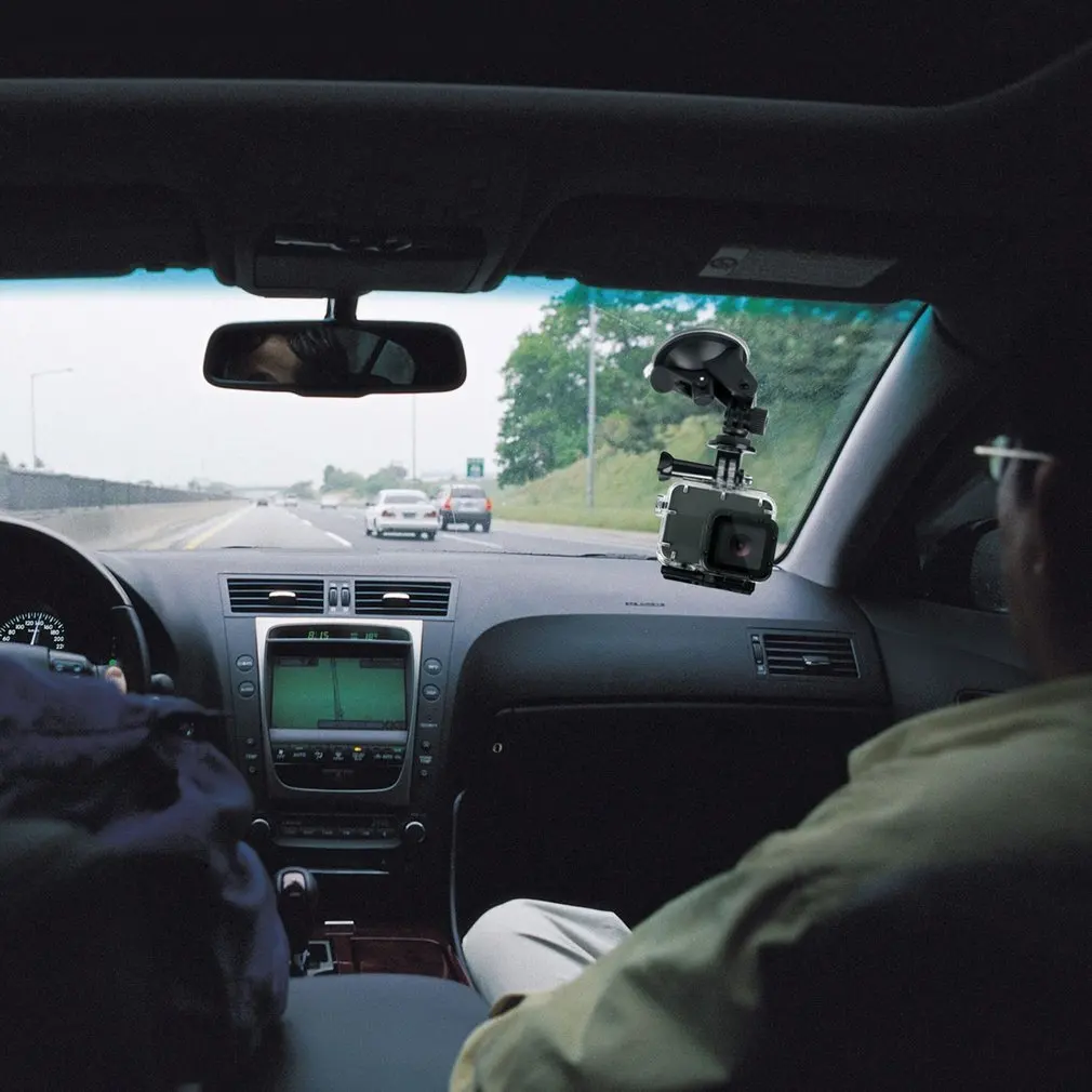 Đa Năng Ô Tô Xe Hút Adapter Gắn Kính Chắn Gió Giá Đỡ Chân Đế Camera Hành Động Phụ Kiện Cho Gopro Hero 1 2 3 4 Đen nhựa