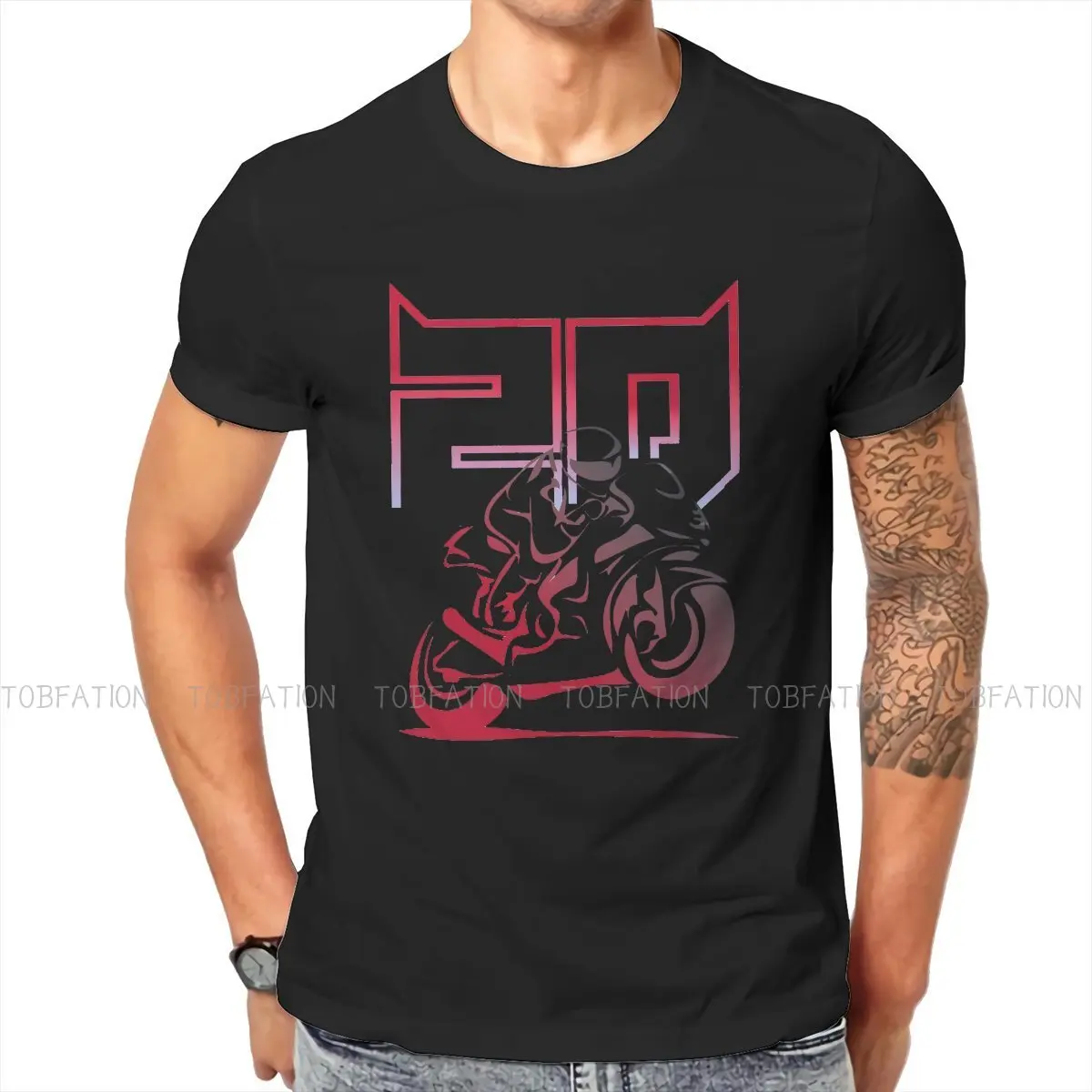 Moto Gp Fabio Quartararo El Diablo Tshirt Top Graphic Men Vintage Homme Summer Men's Streetwear Cotton Harajuku T Shirt