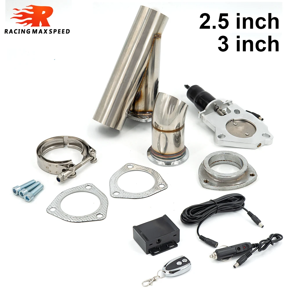 Universal 2.5/3 Inch Remote or Switch Control Electric Exhaust Muffler Valve Cutout System Exhaust Pipe Kit Car Accessories