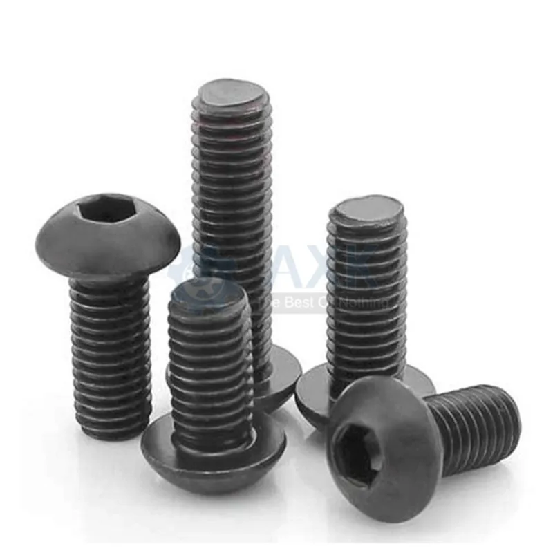 M2 M2.5 M3 M4 M5 M6 M8 M10 Grade 10.9 Alloy Steel Screws Hex Socket Round Head Cap Black Screw Furniture Fastener Bolt