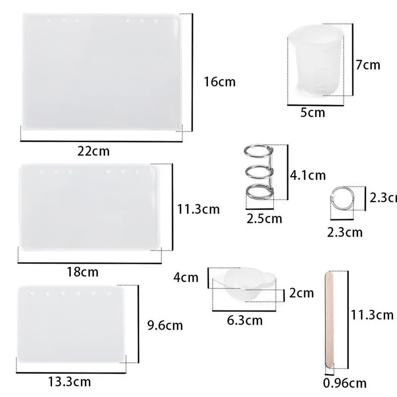 Silicone Casting Molds Tool Set For A5 A6 A7 Notebook Cover Casting Epoxy Resin Mould DIY Crafts Jewelry Making