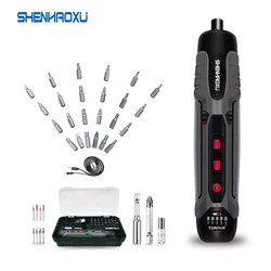 New 4V Cordless Electric Screwdriver Set Smart Mini Electric Screwdrivers USB Rechargeable Handle With 34 Bit Set Drill LED