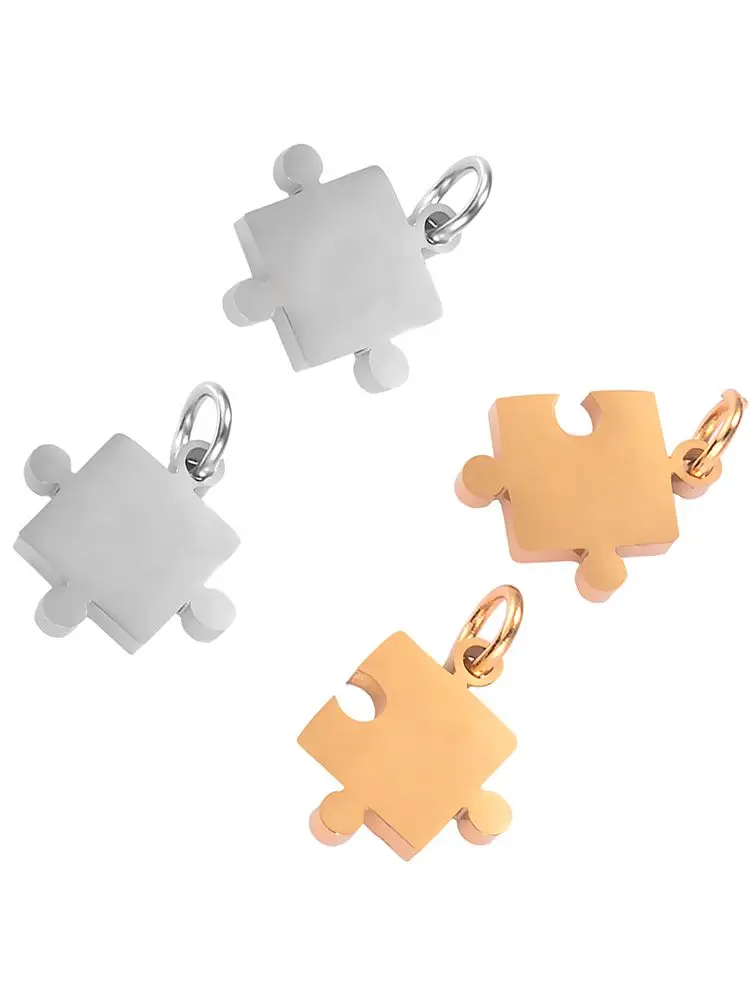 5er-Set (10 Stück) Puzzle-Edelstahl-Anhänger für die Schmuckherstellung, Großhandel-Anhänger für Halsketten, Armbänder, DIY-Schmuck und Bastelarbeiten – Detail 4