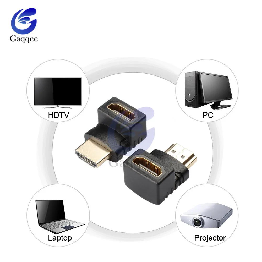 Dla adaptera kompatybilnego z HDMI kąt prosty 90/270 stopni pozłacane złącze męskie na żeńskie wsparcie 3D 4K 1080P Extender