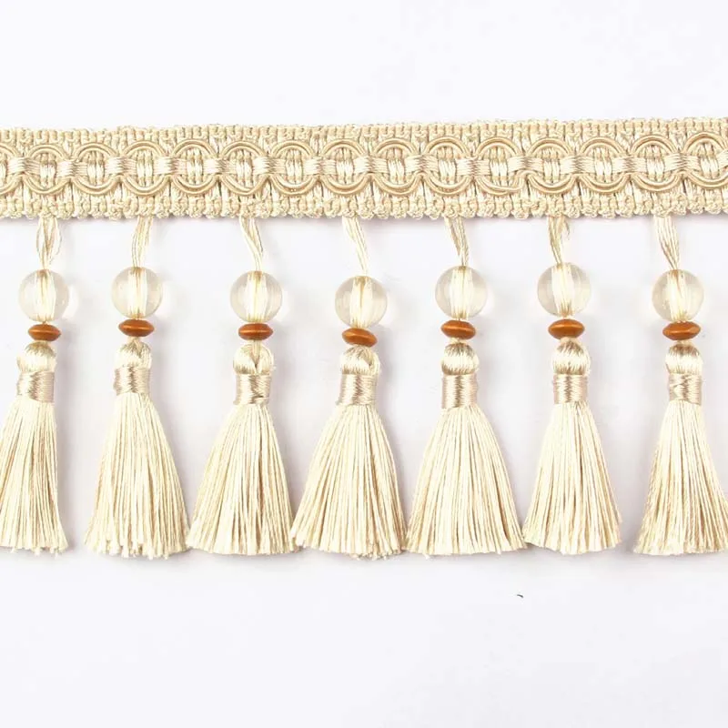 6Meters/Lot 10CM Width Tassel Fringe Trim Crystal Beaded Tassels Lace For DIY Sewing Fabric Curtain Accessorie Lace Decoration