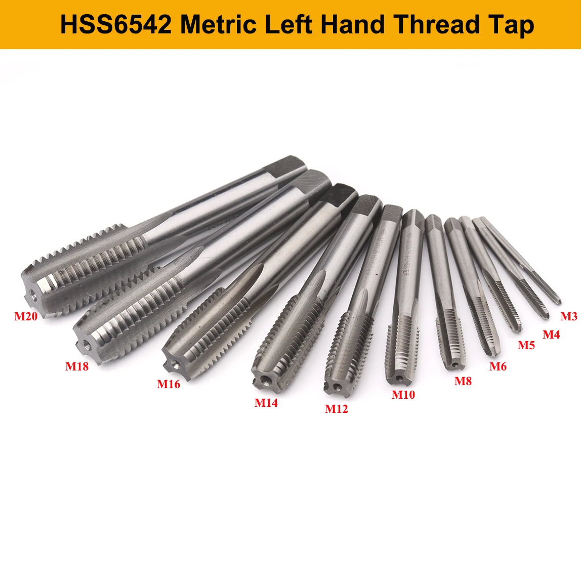 1PC HSS6542 Left Hand Thread Tap M3 M4 M5 M6 M8 M10 M12 M14 M16 M18 Metric Hand Tap Straight Flute Screw Thread Tap Drill Bit