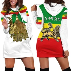 Tessffel etiópia county bandeira reggae áfrica tribo nativa leão retro 3dprint harajuku sexy feminino hoodie vestido engraçado casual f4