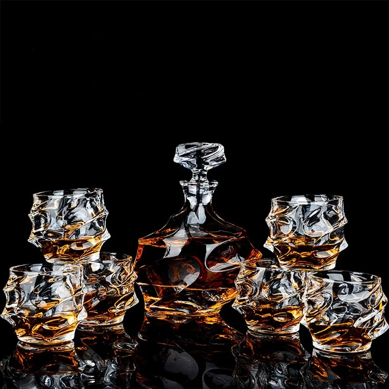 

European Style Whiskey Glass Spirit Glass Wine Bottle Wine Set Crystal Glass Wine Glass Set Gift Box Whiskey Glass Cocktail Glas