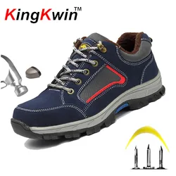 Work Safety Shoes For Men Black Winter Mesh Breathable Steel Toe Cap Boots Mens Labor Insurance Puncture Proof Casual Shoe man