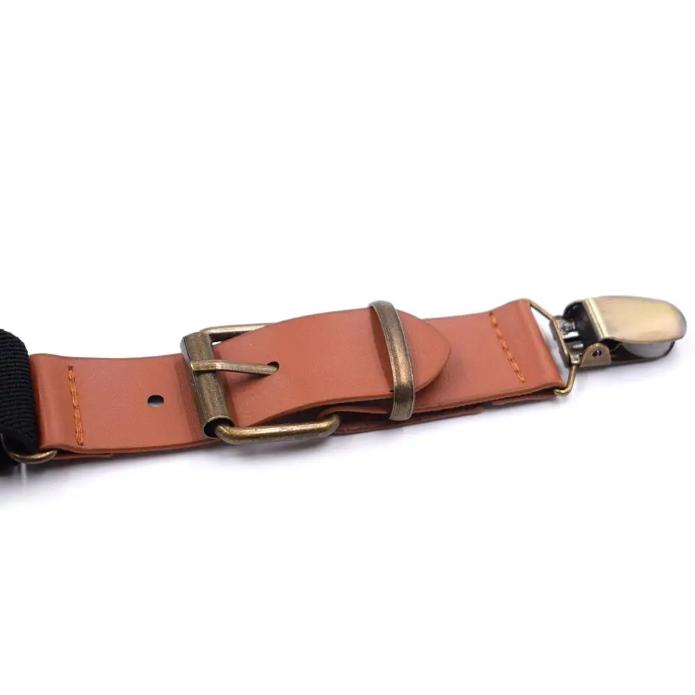 Newline Classic Slim Y Back Copper drawing Clips bretelle con estremità in pelle marrone per accessori per indumenti