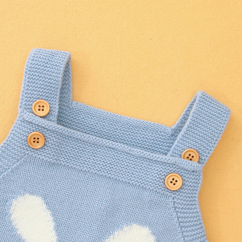 Baby Bodysuit Knit Sleeveless Newborn Girl Boy Jumpsuit Outfit Fashion 3D Rabbit Pom Pom Infant Kid Clothing Top Easter Playsuit view 2