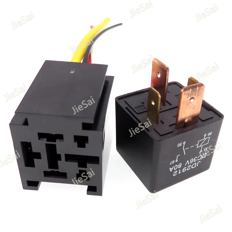 1set JD2912 80A 4Pin Normally Open Direct Current Car Relay Wide Foot High-power Automotive Relay With Socket