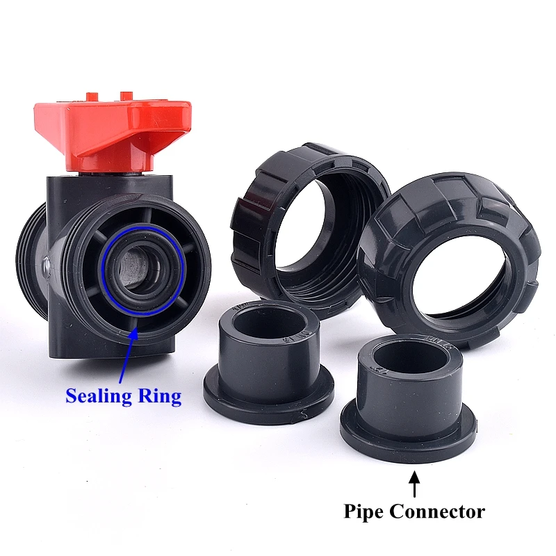 20~110mm UPVC Double Union Ball Valve Chemical Grade Aquarium Fish Tank Adapter Garden Watering Irrigation Water Pipe Connector