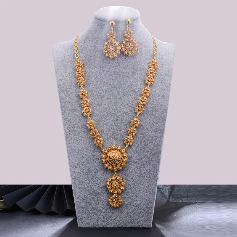 

Wando indian /african/dubai Jewelry Set Gold Color Necklace Set for Women eritrea/ Wedding Dubai Jewelry Set bride women