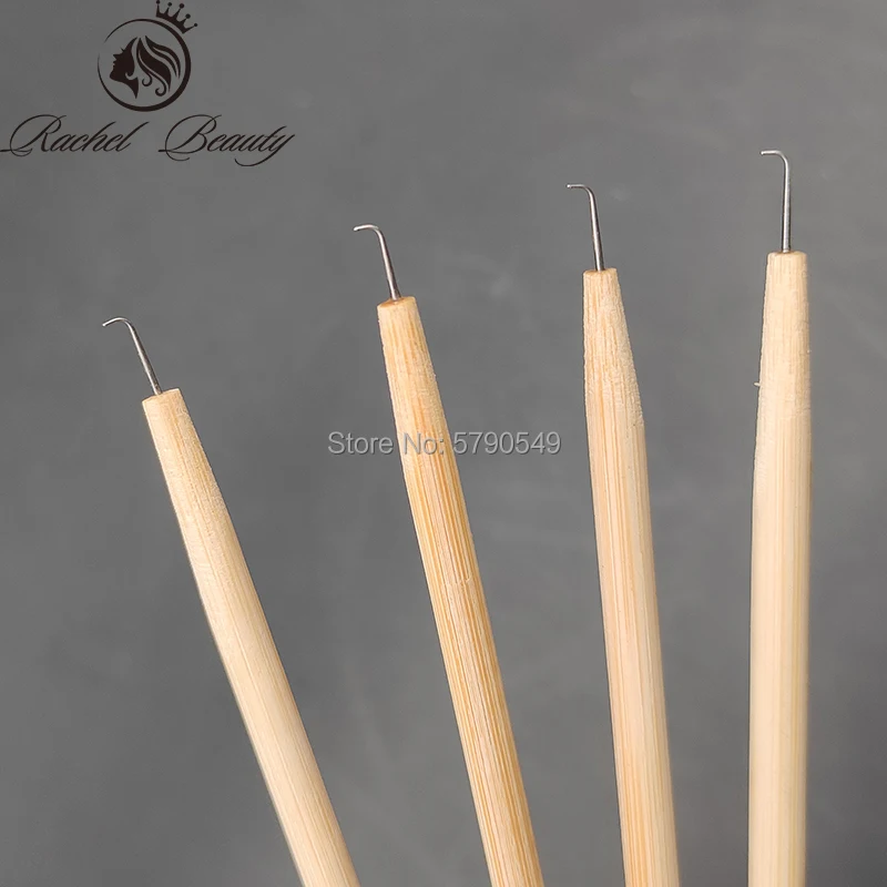 4pcs korea quality ventilating pins wooden handle crochet pins for knot hair on lace wigs