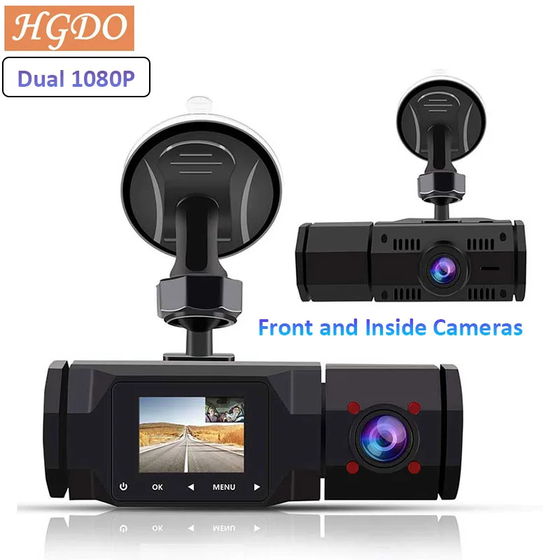 HGDO C600 Dual Lens Dash Cam Front and Inside Cabin FHD 1080P Mini Car DVR Camera Night Vision Auto Video Recorder Registrator