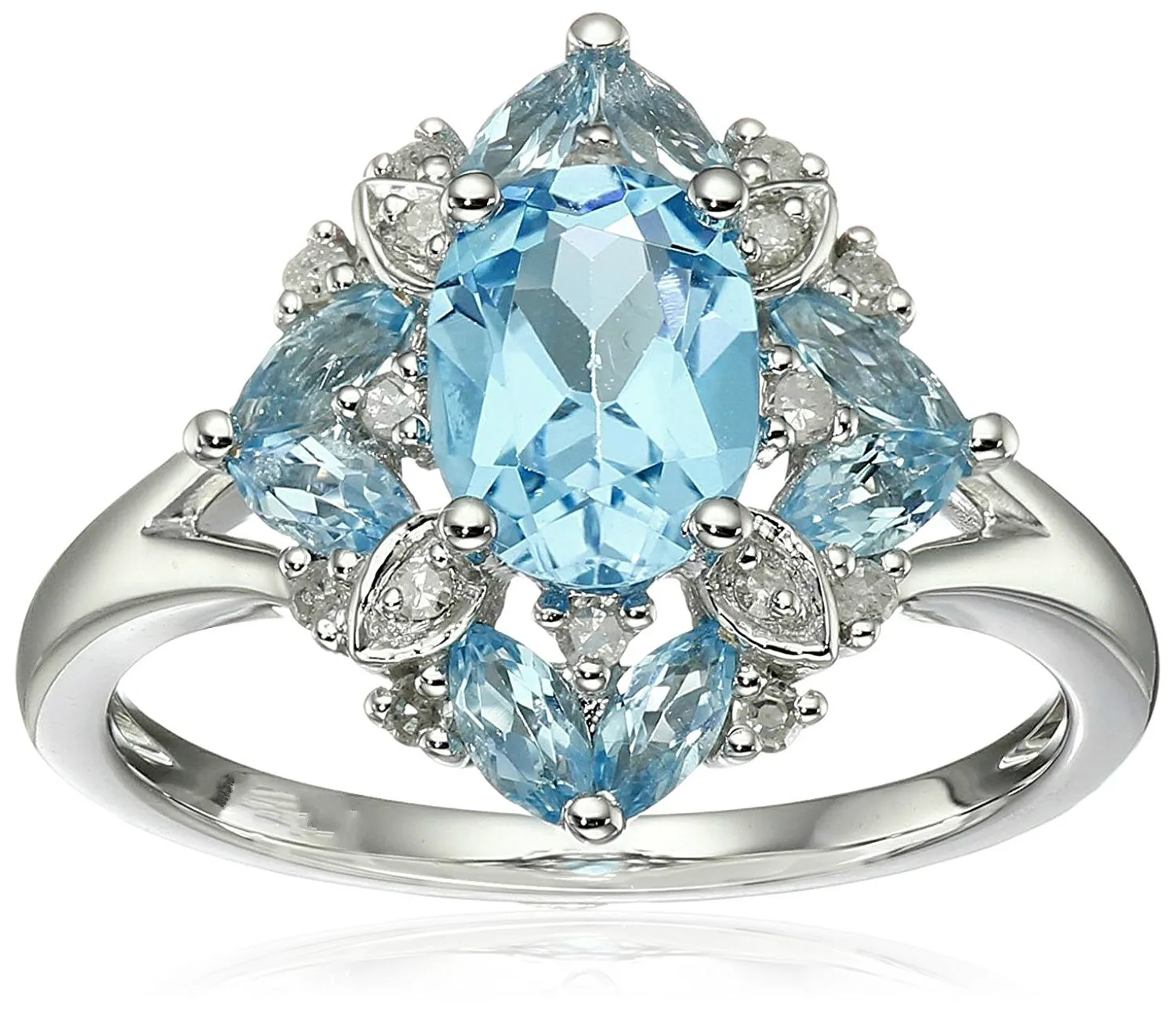 Gorgeous Women Jewelry Light Blue Zircon Bridal Rings for Wedding Engagement Party Set Gifts Size 6 7 8 9 10